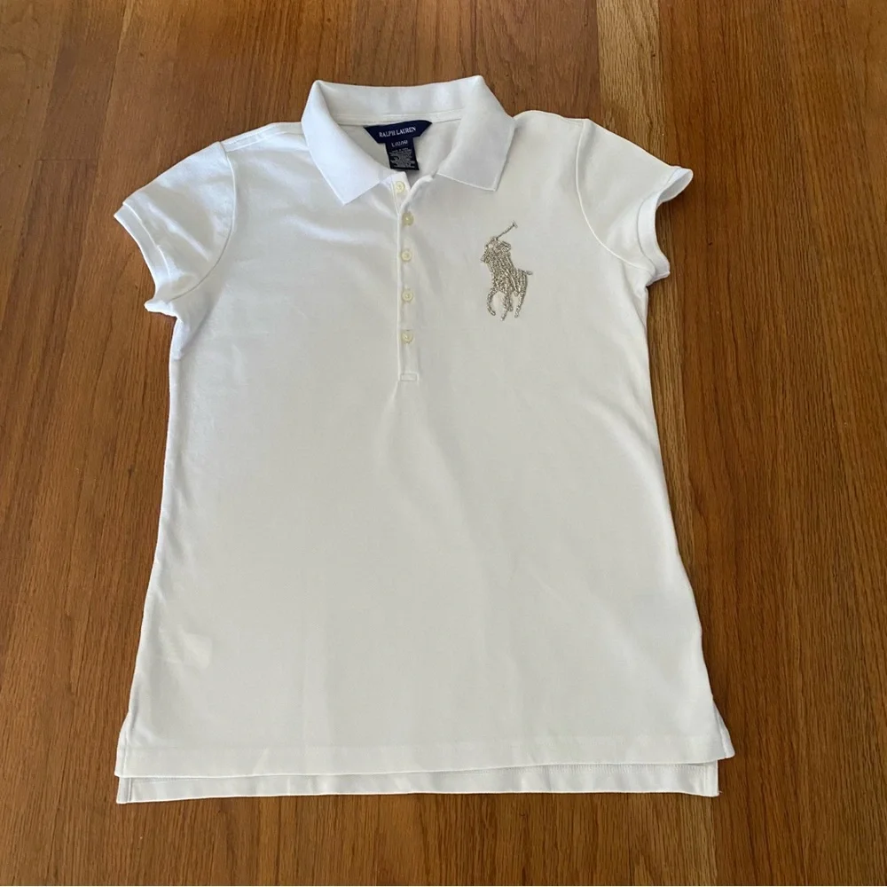 Ralph Lauren Beaded Logo Pique Polo Shirt and Matching Gingham Leggings Set